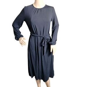 GAP Dress Women's XS Black LS Tie Waist Keyhole Cottagecore Prairiecore Farmcore